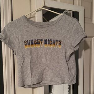 Aerie Gray Shirt with 'Sunset Nights' Print